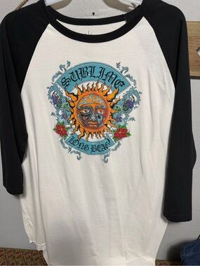Sublime Long Beach Sun Graphic Raglan Top - Black/White